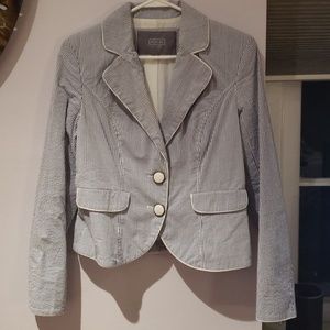 Blue and white striped blazer